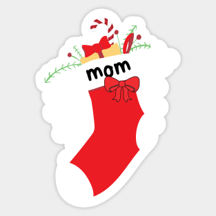 Christmas Stocking With Mom Label Sticker